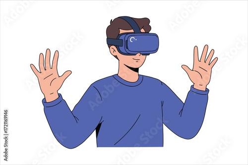 Person Experiencing Virtual Reality With Headset