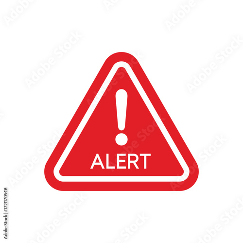 Alert triangle sign cyber security icon red vector template