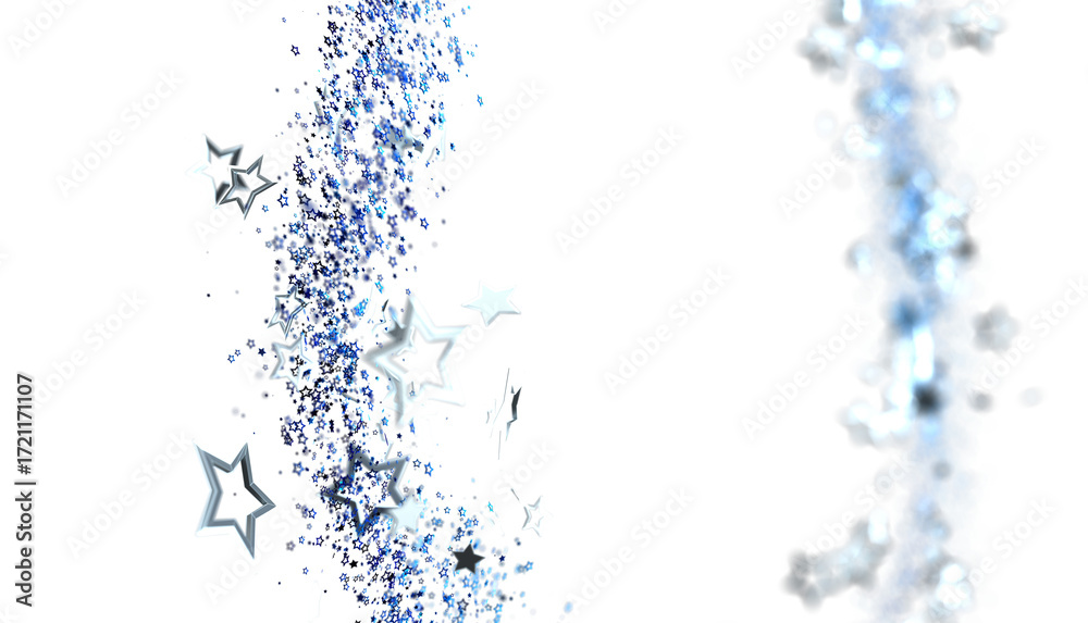 Obraz premium Beautiful festive background with blue and silver glitter stars, perfect for holidays, celebrations, and magical designs.
