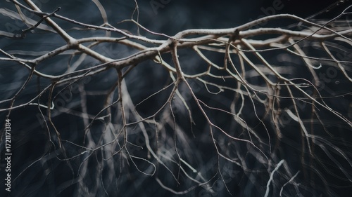 Wallpaper Mural Intertwined, skeletal branches reaching against a dark backdrop. Torontodigital.ca