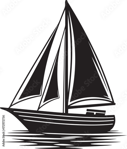 Black and White Sailboat Silhouette on Water ship sailing