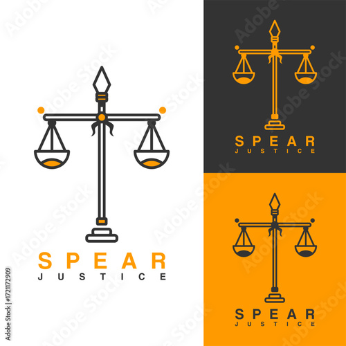 Unique Logo Combination of Arrow with Scales of Justice Vector. Suitable for Legal Services, Law Firms, Justice and Balance.