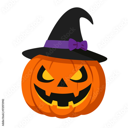 Spooky Jack-o-Lantern with Witch Hat for Halloween Celebrations