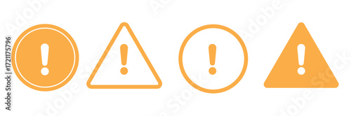 Set of caution, danger and warning signs