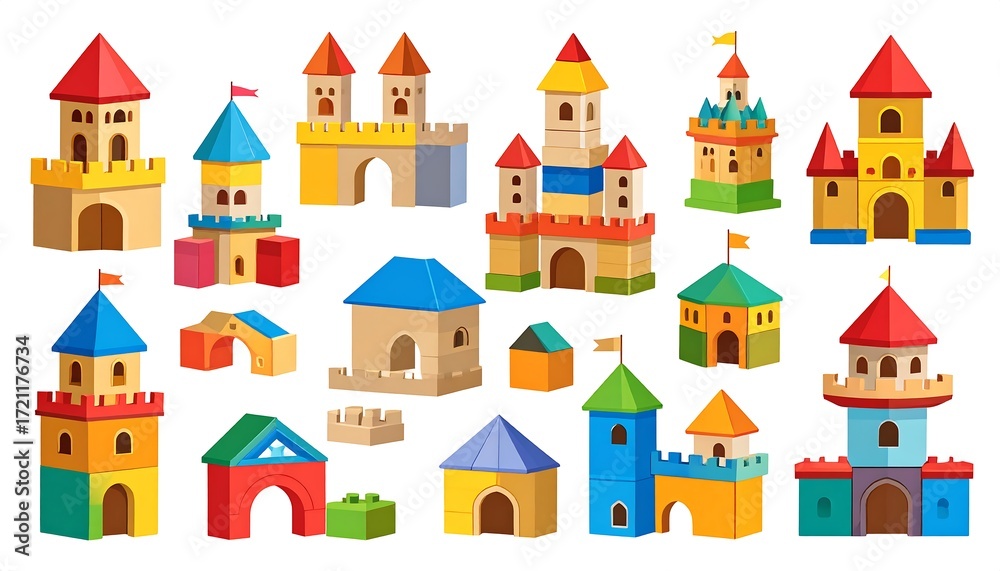 Fototapeta premium Colorful children's castle blocks