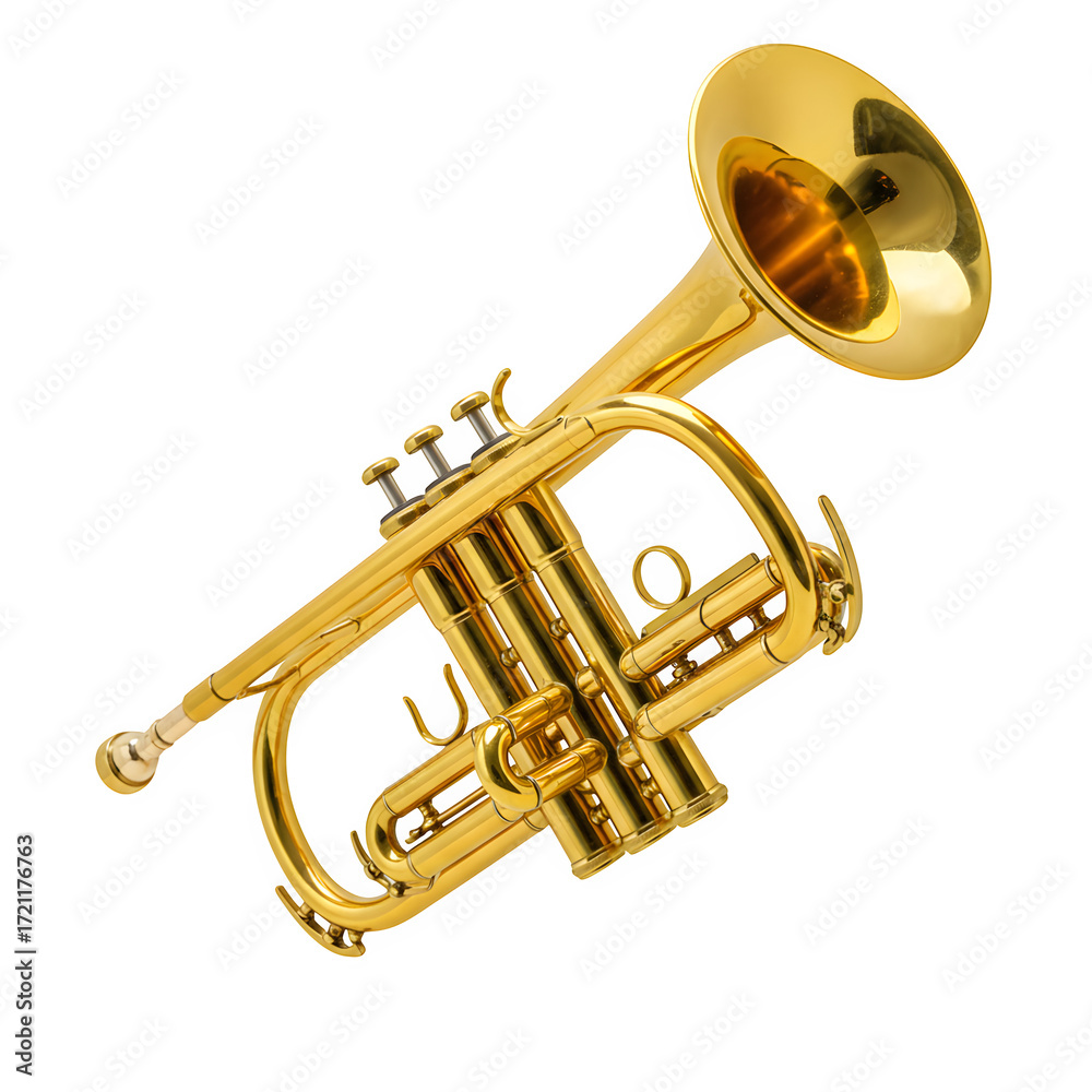 Obraz premium Golden trumpet, isolated on transparent background