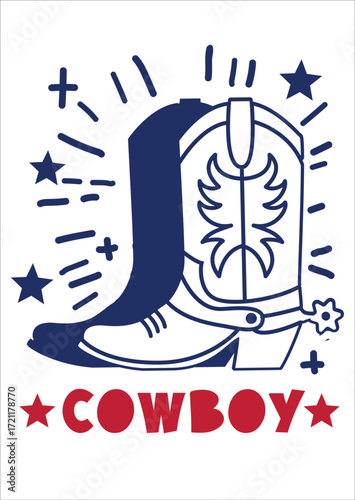 Cowboy boots vector graphic hand drawn illustration with cowgirl boots printable symbol isolated on white for print or design.