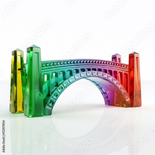 Rainbow Crystal Bridge Model on White Background