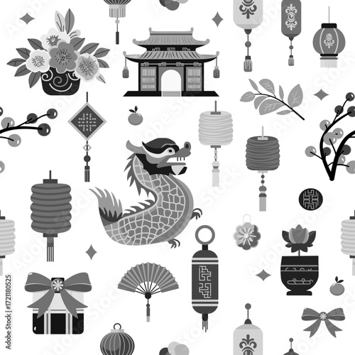 Pattern Chinese New Year Asian Tradition Oriental