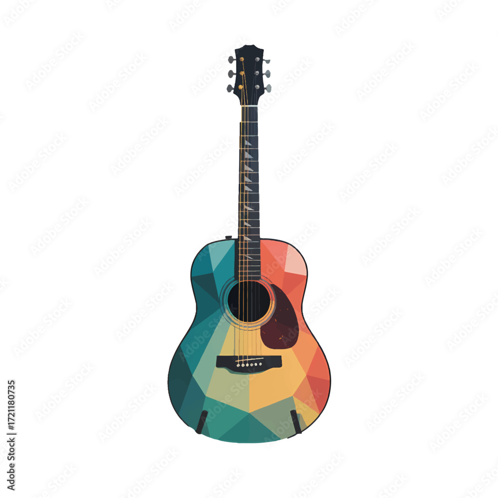 Obraz premium Beautiful acoustic guitar displayed on a white background showcasing its rich color and details expertly crafted for music lovers