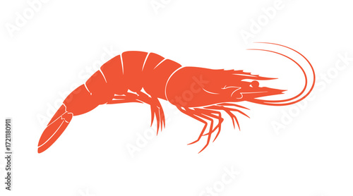 Stylized shrimp, prawn vector silhouette cut out
