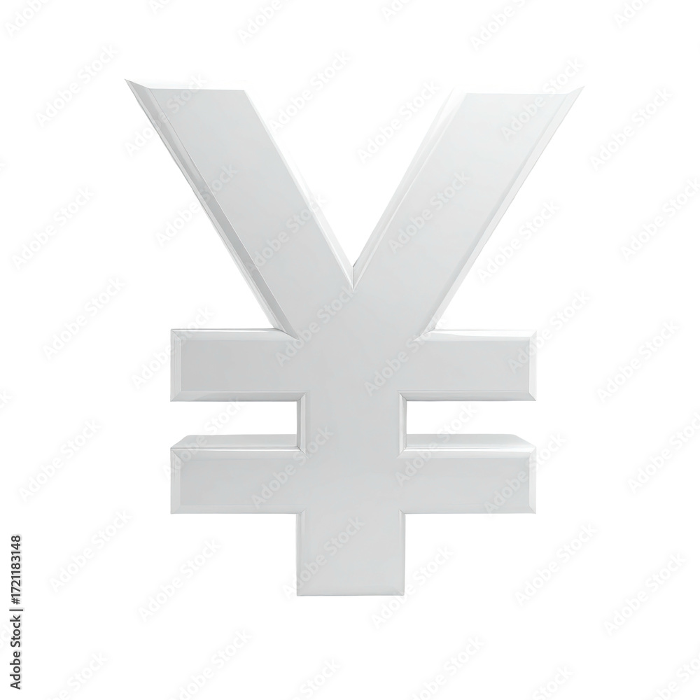 Obraz premium 3D rendered, stylized Yen symbol in light gray