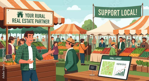Vibrant community market showcases fresh produce and local rural businesses