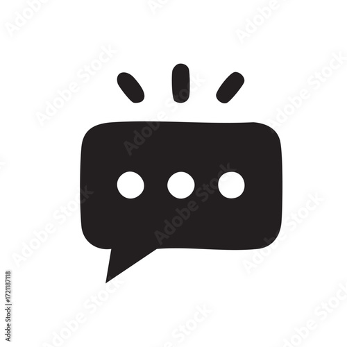 Chat Bubble Heart Icons – Black and White Silhouette