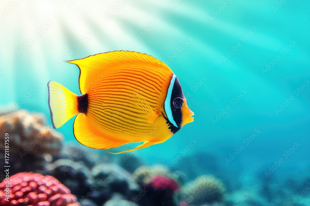 Obraz premium Underwater action of colorful fish swimming coral reef nature photography tropical ocean vibrant environment
