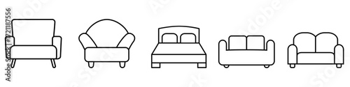 Furniture icon vector set. sofa illustration symbol collection. armchair symbol or logo.