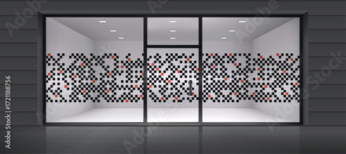 Modern square vector background. Artistic glass design for office. Frosted window film design.
