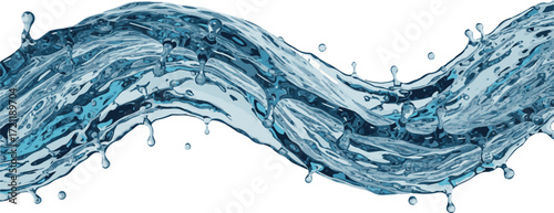 Vector 3D render of abstract blue water wave frozen in motion, hyper realistic liquid texture