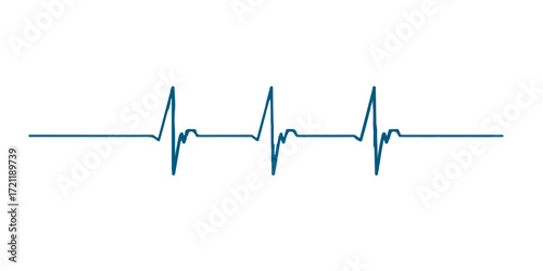 Cardiogram line vector: heartbeat pulse on an ECG monitor showing medical rate and wave