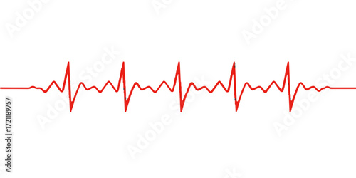 Red ECG heartbeat cardiogram line on a monitor illustrating pulse and health in medicine
