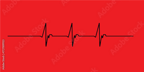 Red heartbeat cardiogram line on an ECG monitor graph showing the pulse rate for cardiology healthcare illustration
