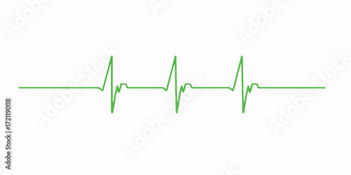 The EKG monitor displays a green heartbeat line or wave, representing the medical cardiogram pulse rate for $\mathbf{