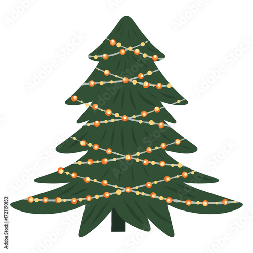 Christmas Tree Illustration, Festive Tree Graphic, Holiday Tree Drawing