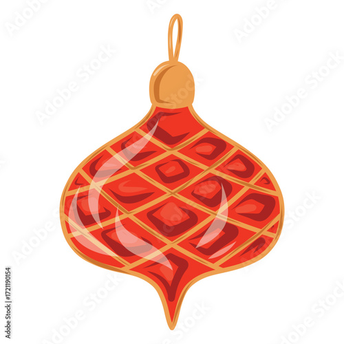 Retro Bauble Ornament, Vintage Ornament Illustration, Classic Holiday Sphere