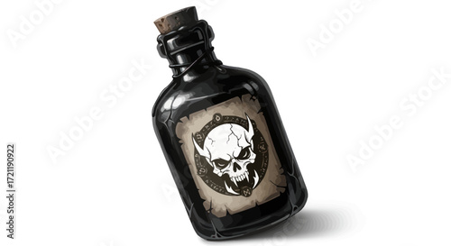 A chilling elixir bottled within a mysterious vial of darkness and ancient magic