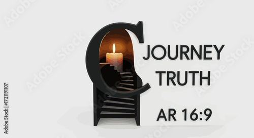 A spiritual journey illuminated by faith, ascending towards inner truth and enlightenment, guiding