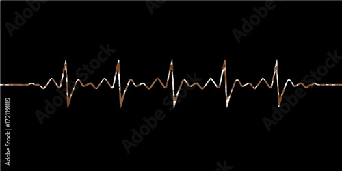 Green cardiogram wave on a black monitor showing a healthy heartbeat and pulse rate