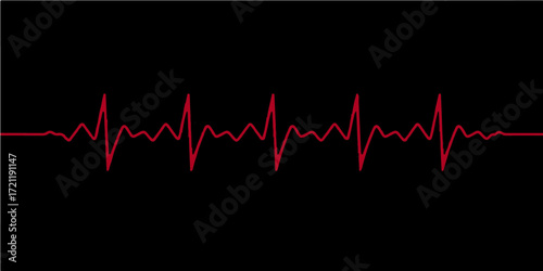 Red cardiogram line on a dark monitor illustrates a healthy heartbeat pulse wave