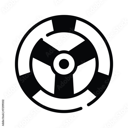 Line style steering wheel icon for mechanic and vehicle design.