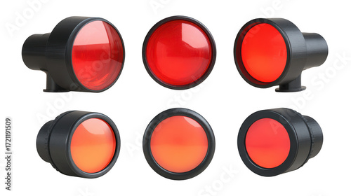 Six red lights illustration on transparent png background
