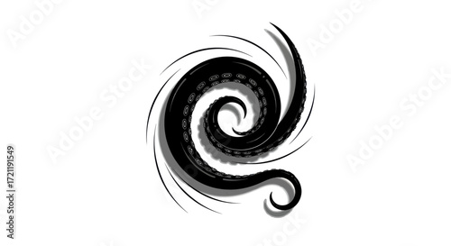 Abstract swirling octopus tentacles artwork in black and white with elegant motion effect
