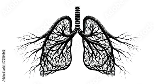 Anatomical representation of lungs with tree-branch-like structure intricate pulmonary concept