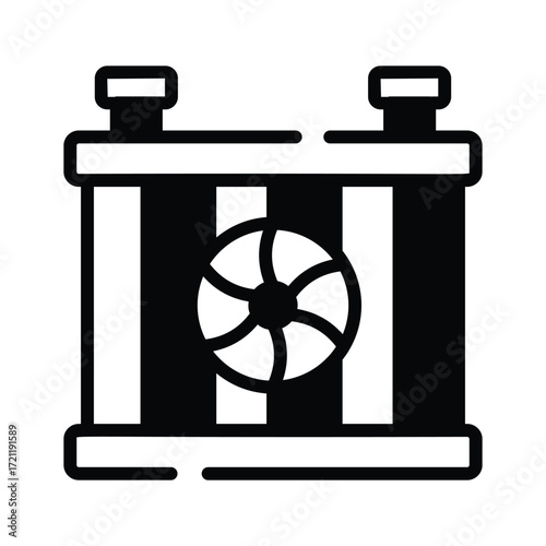 An amazing icon of a car radiator cooling system in modern style