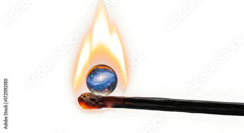 Cosmic potential ignition a match igniting the spark of creation in a galaxy