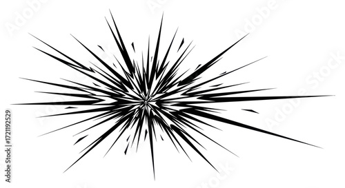 Dynamic graphic explosion with linear elements radiating outward from a central point