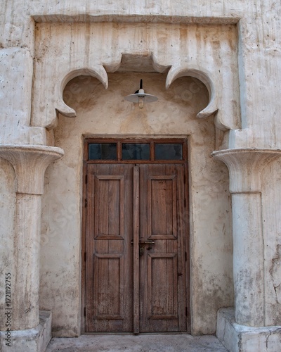 Rustic Wooden Door with Traditional Emirati Design