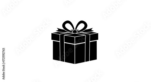 Elegantly wrapped present with a classic bow, creating a festive anticipation celebration mood