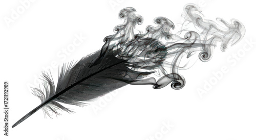 Ethereal feather transformation the monochrome depiction shows fragility and change symbolic art