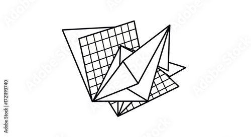 Linear abstraction featuring layered geometric forms and rhythmic patterns for design aesthetics