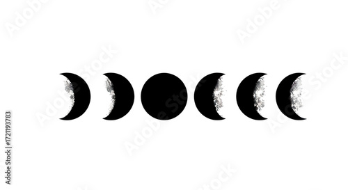 Lunar phase sequence displaying sequential change in moon's appearance across its orbit