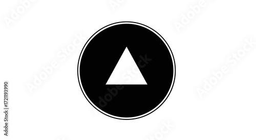 Free Download Minimalist black and white circular emblem with upward pointing triangle direction symbol - GFXLoad