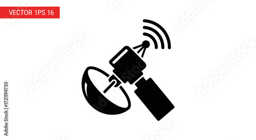 Satellite communication icon depicting global technology and data transmission efficiently