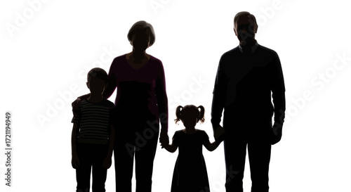 Silhouetted family portrait showcasing intergenerational bonds and generational connection