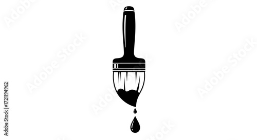 Simple paint brush icon art with dripping paint for creative projects or artistic visuals