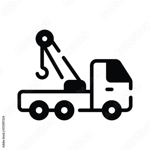 Line icon of tow truck for garage, service, and mechanic use.
