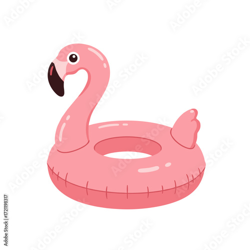 Vector illustration of an inflatable flamingo pool float in bright pink